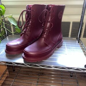 Women's Burgundy Lace-Up Boots